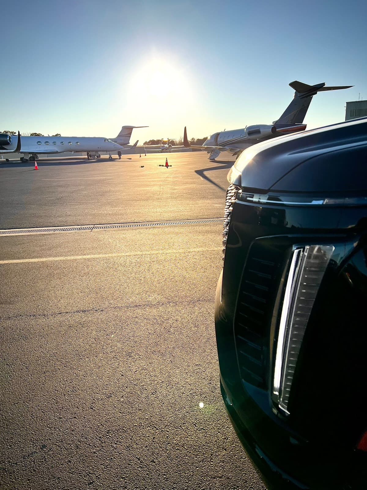 Private jet tarmac travel detail