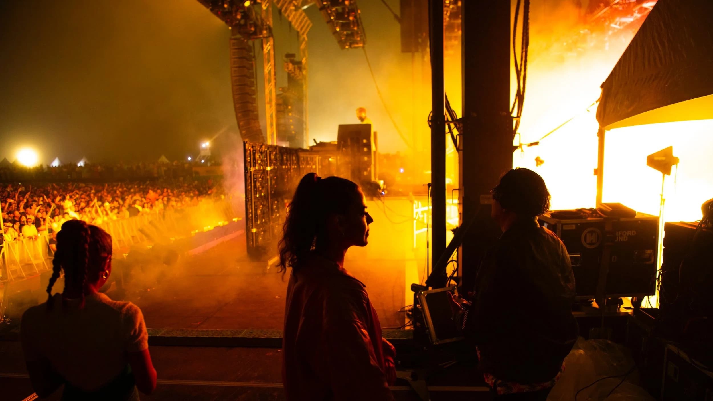 Security overwatch backstage at concert festival