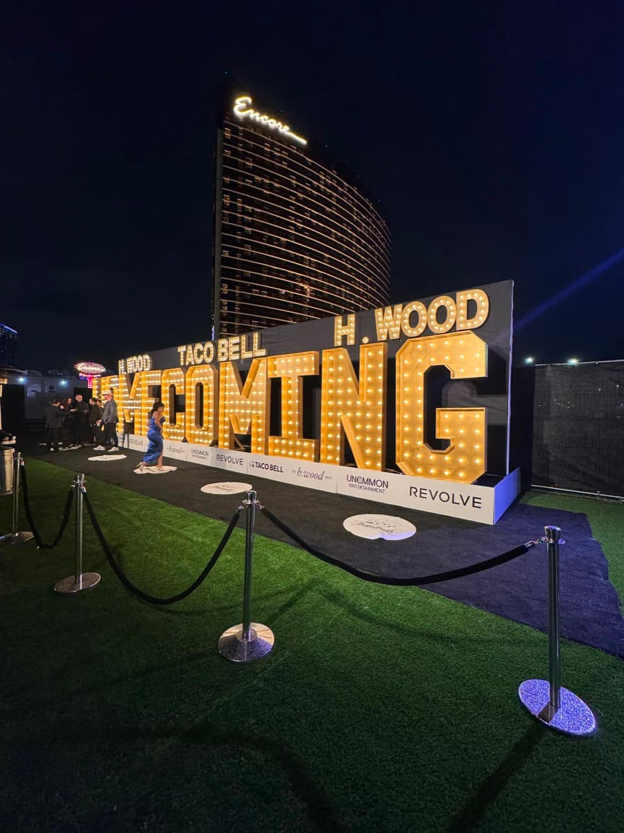 Super Bowl event signage and security setup